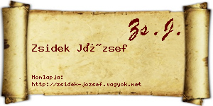 Zsidek József névjegykártya