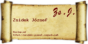 Zsidek József névjegykártya